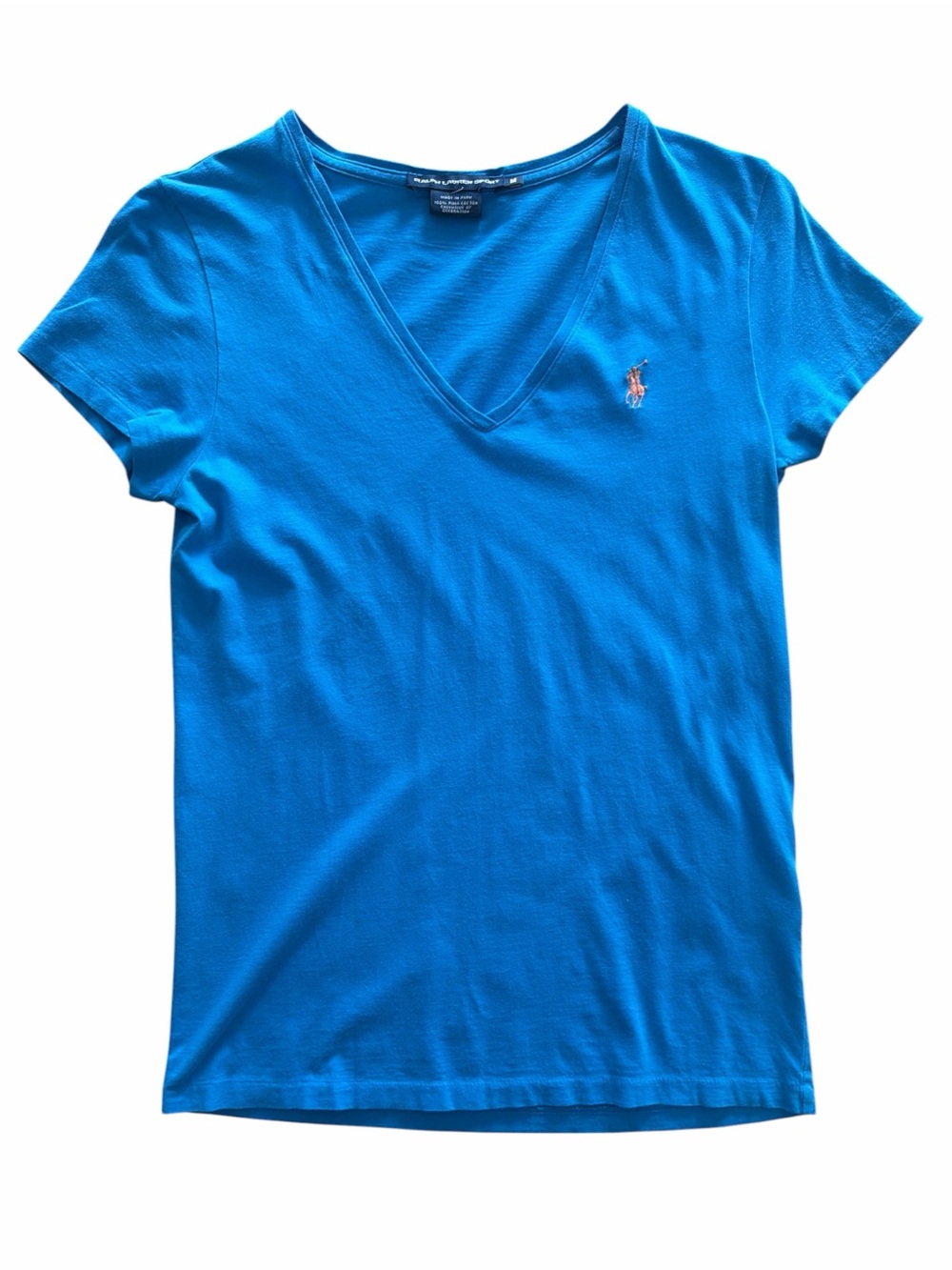 Ralph Lauren Sport Women's Blue V-Neck Polo Tee